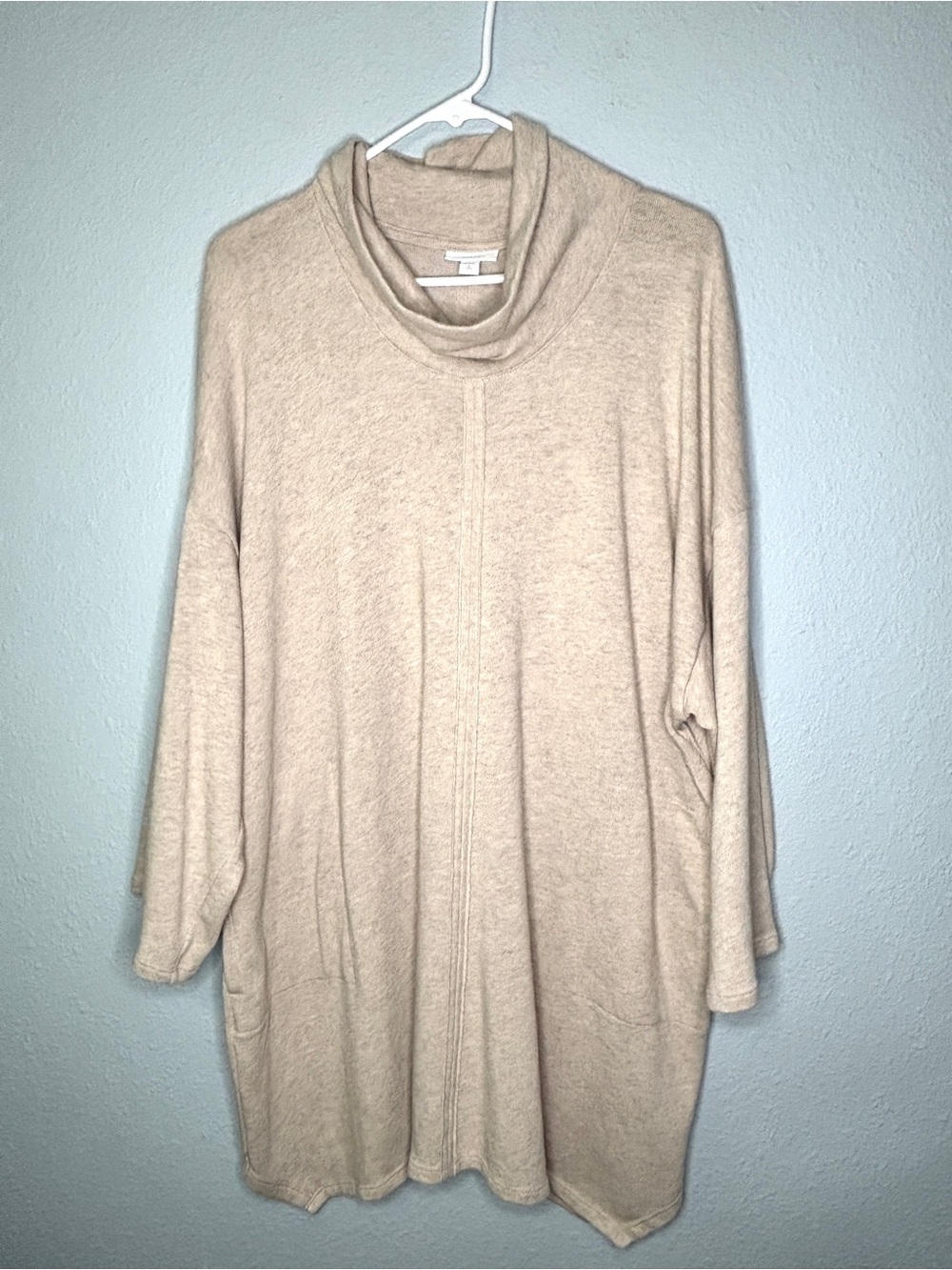 J. Jill Pure Jill Oatmeal Cotton Blend Cowl Neck Loose Fit Tunic L Tall